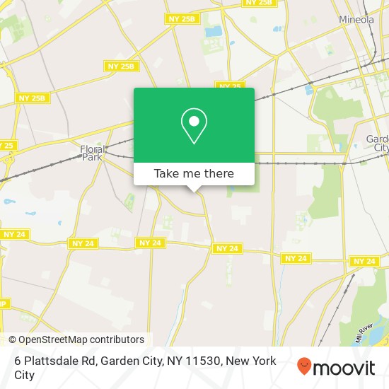 Mapa de 6 Plattsdale Rd, Garden City, NY 11530