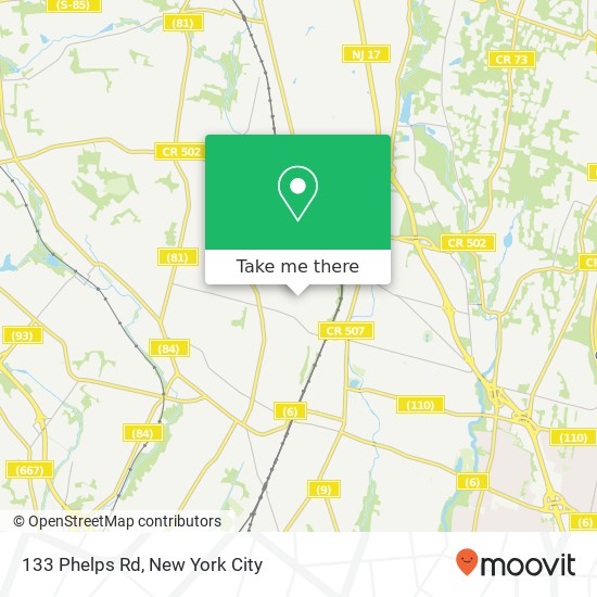 Mapa de 133 Phelps Rd, Ridgewood, NJ 07450