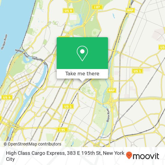 Mapa de High Class Cargo Express, 383 E 195th St
