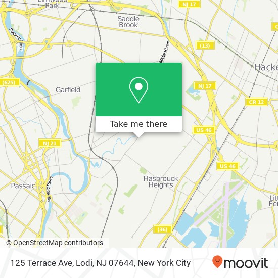 Mapa de 125 Terrace Ave, Lodi, NJ 07644