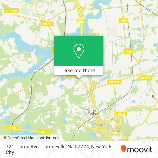 Mapa de 721 Tinton Ave, Tinton Falls, NJ 07724