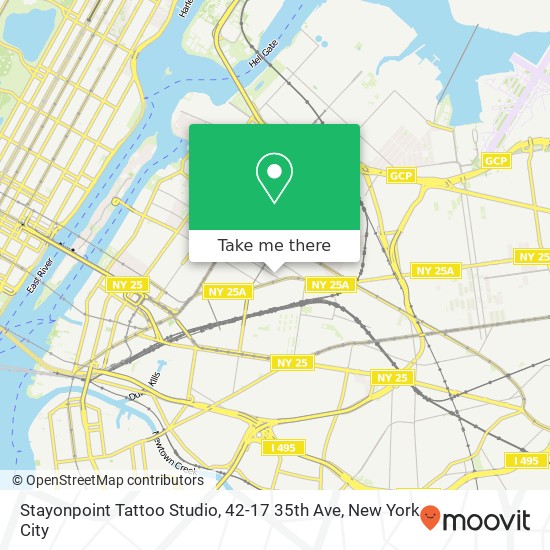 Mapa de Stayonpoint Tattoo Studio, 42-17 35th Ave
