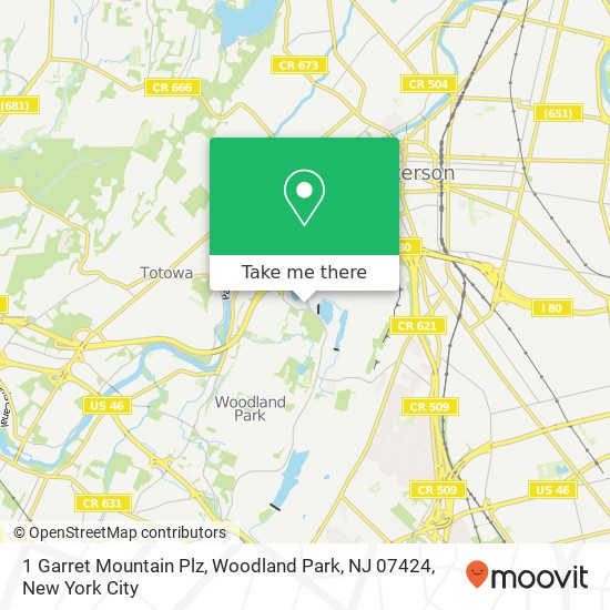Mapa de 1 Garret Mountain Plz, Woodland Park, NJ 07424