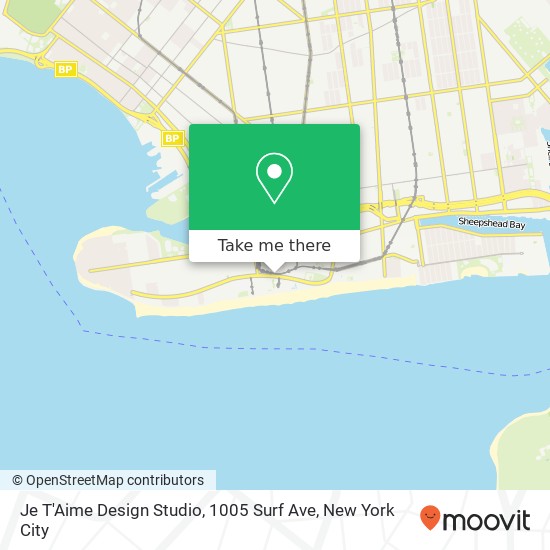 Mapa de Je T'Aime Design Studio, 1005 Surf Ave