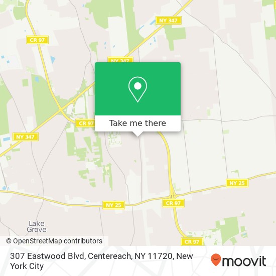Mapa de 307 Eastwood Blvd, Centereach, NY 11720