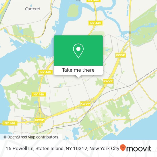 Mapa de 16 Powell Ln, Staten Island, NY 10312