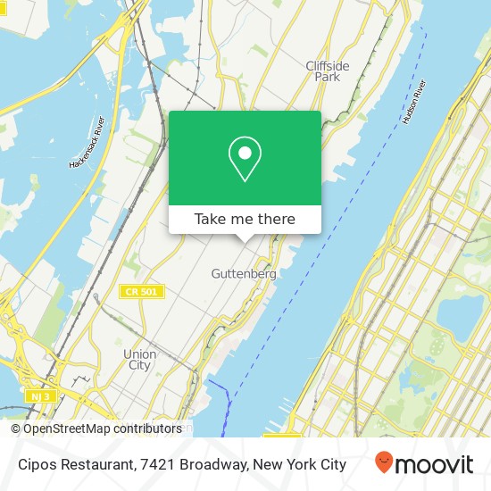 Mapa de Cipos Restaurant, 7421 Broadway