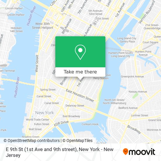 E 9th St (1st Ave and 9th street) map