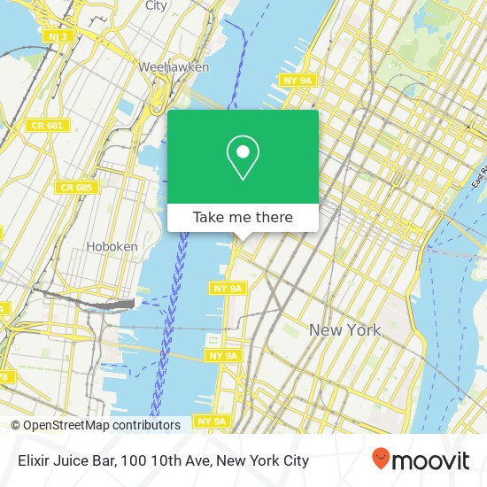 Mapa de Elixir Juice Bar, 100 10th Ave