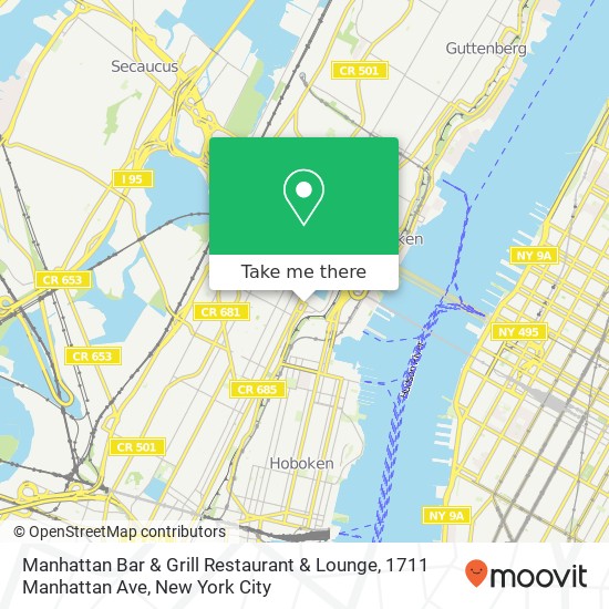 Mapa de Manhattan Bar & Grill Restaurant & Lounge, 1711 Manhattan Ave