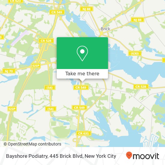 Mapa de Bayshore Podiatry, 445 Brick Blvd