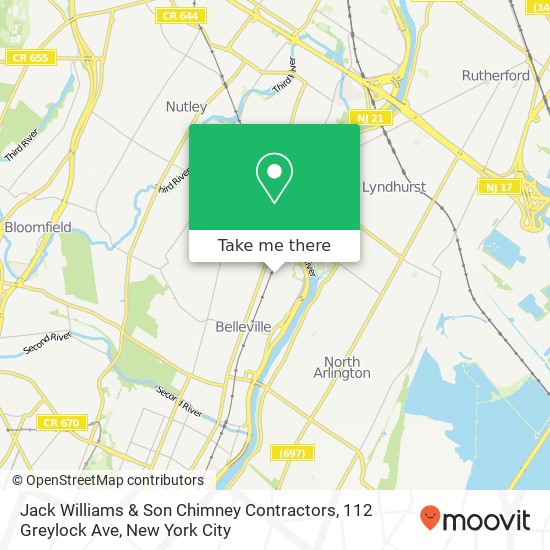 Mapa de Jack Williams & Son Chimney Contractors, 112 Greylock Ave