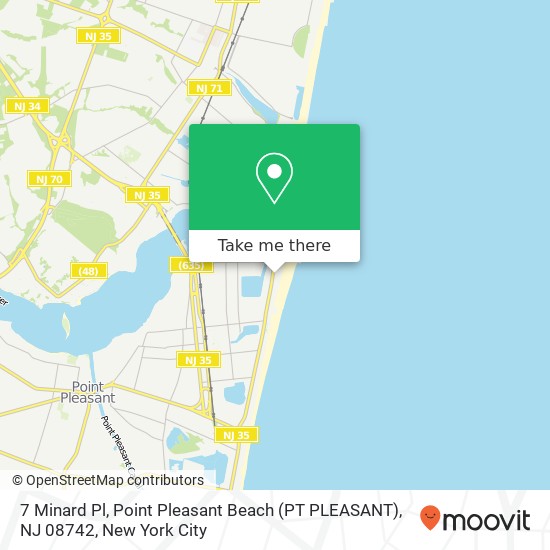 Mapa de 7 Minard Pl, Point Pleasant Beach (PT PLEASANT), NJ 08742