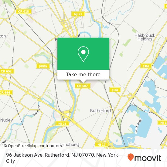 Mapa de 96 Jackson Ave, Rutherford, NJ 07070