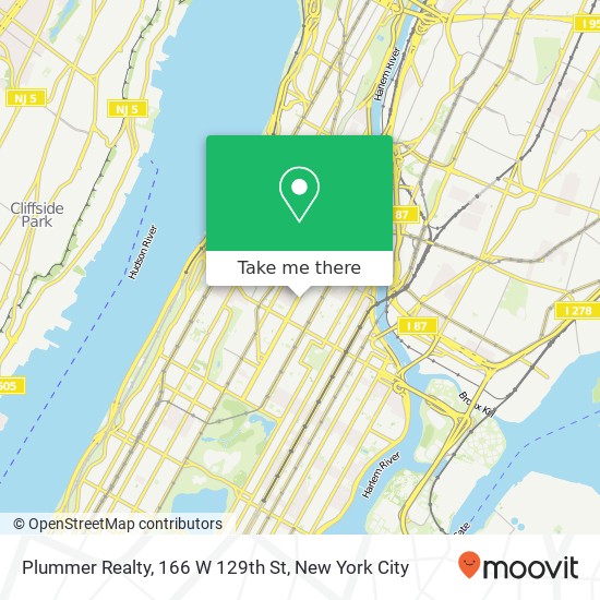 Mapa de Plummer Realty, 166 W 129th St