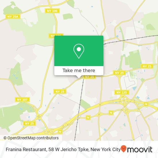 Mapa de Franina Restaurant, 58 W Jericho Tpke