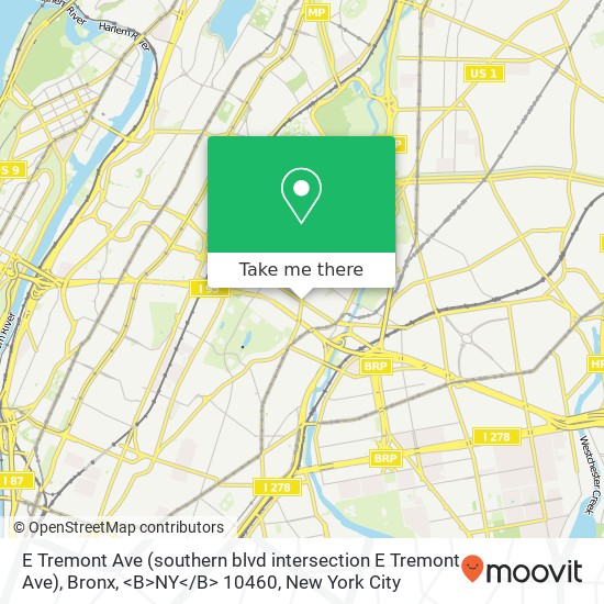 E Tremont Ave (southern blvd intersection E Tremont Ave), Bronx, <B>NY< / B> 10460 map