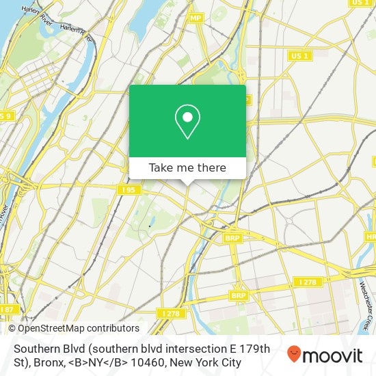 Mapa de Southern Blvd (southern blvd intersection E 179th St), Bronx, <B>NY< / B> 10460