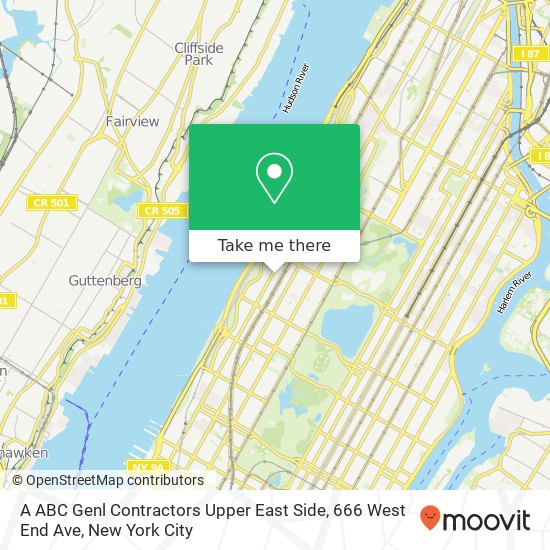 Mapa de A ABC Genl Contractors Upper East Side, 666 West End Ave