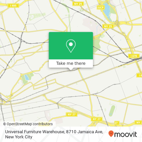 Mapa de Universal Furniture Warehouse, 8710 Jamaica Ave