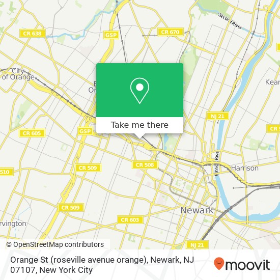Mapa de Orange St (roseville avenue orange), Newark, NJ 07107