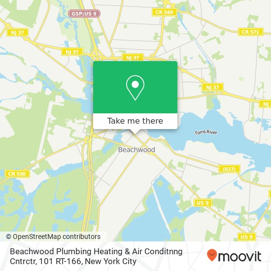 Mapa de Beachwood Plumbing Heating & Air Conditnng Cntrctr, 101 RT-166