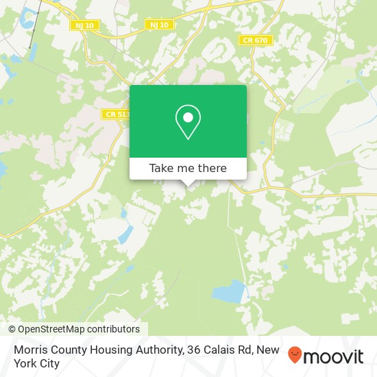 Mapa de Morris County Housing Authority, 36 Calais Rd