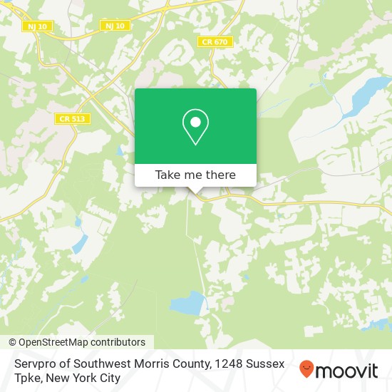 Servpro of Southwest Morris County, 1248 Sussex Tpke map