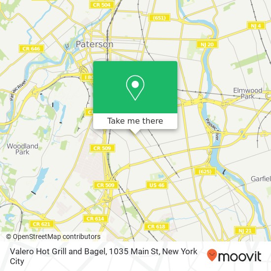 Mapa de Valero Hot Grill and Bagel, 1035 Main St
