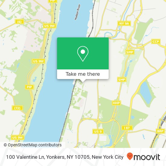 Mapa de 100 Valentine Ln, Yonkers, NY 10705