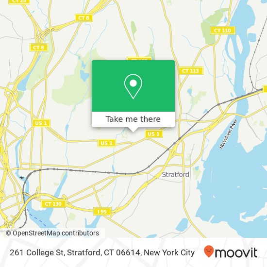 Mapa de 261 College St, Stratford, CT 06614