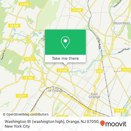 Mapa de Washington St (washington high), Orange, NJ 07050