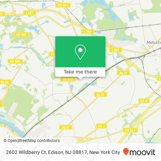 Mapa de 2602 Wildberry Ct, Edison, NJ 08817