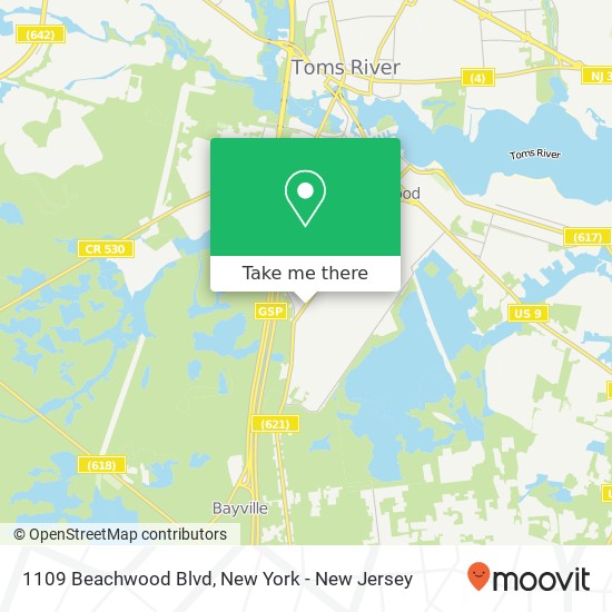 Mapa de 1109 Beachwood Blvd, Beachwood, NJ 08722