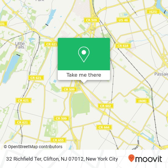 Mapa de 32 Richfield Ter, Clifton, NJ 07012