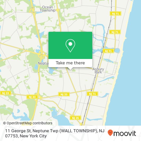 Mapa de 11 George St, Neptune Twp (WALL TOWNSHIP), NJ 07753