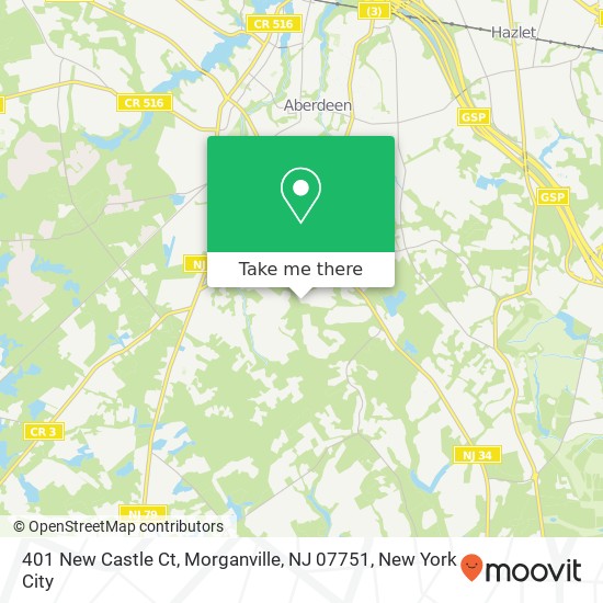 Mapa de 401 New Castle Ct, Morganville, NJ 07751