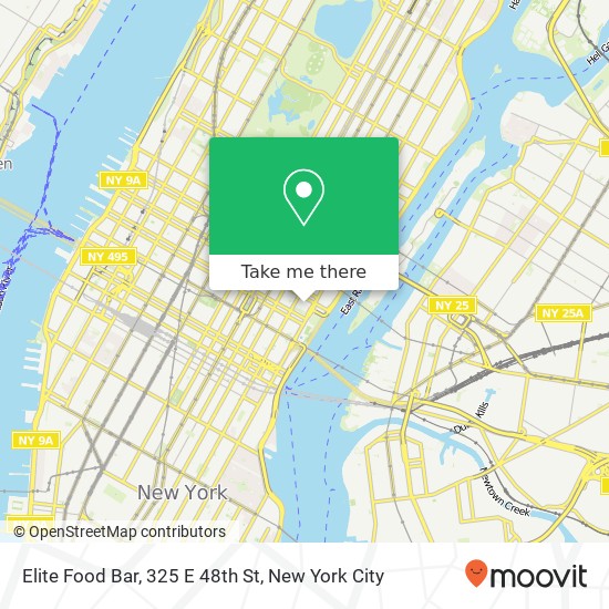 Elite Food Bar, 325 E 48th St map