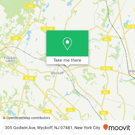 Mapa de 305 Godwin Ave, Wyckoff, NJ 07481