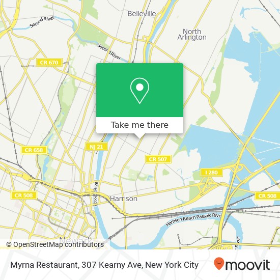 Myrna Restaurant, 307 Kearny Ave map