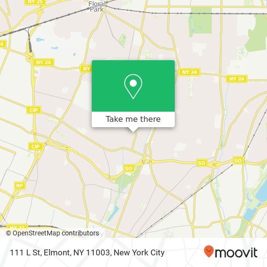 Mapa de 111 L St, Elmont, NY 11003