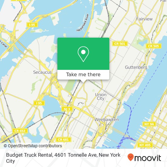 Budget Truck Rental, 4601 Tonnelle Ave map