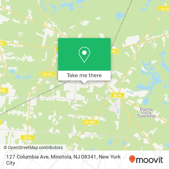 Mapa de 127 Columbia Ave, Minotola, NJ 08341