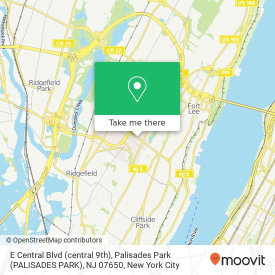 E Central Blvd (central 9th), Palisades Park (PALISADES PARK), NJ 07650 map