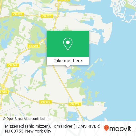Mapa de Mizzen Rd (ship mizzen), Toms River (TOMS RIVER), NJ 08753