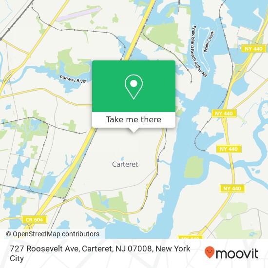 Mapa de 727 Roosevelt Ave, Carteret, NJ 07008