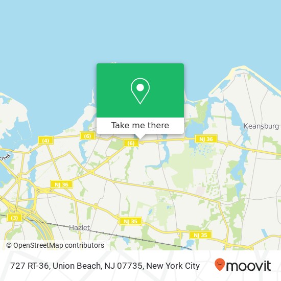 Mapa de 727 RT-36, Union Beach, NJ 07735