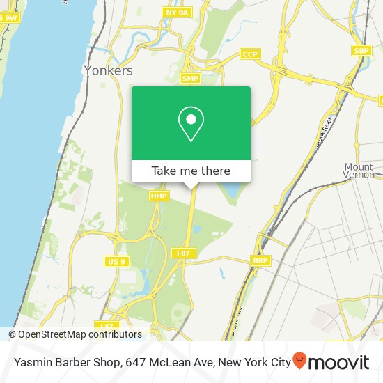 Mapa de Yasmin Barber Shop, 647 McLean Ave