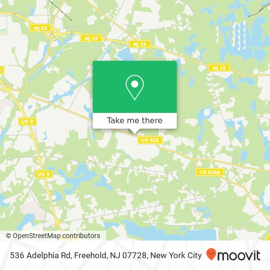 Mapa de 536 Adelphia Rd, Freehold, NJ 07728