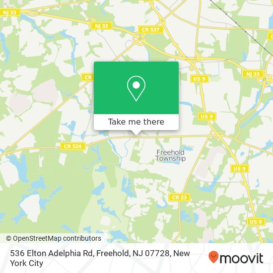 Mapa de 536 Elton Adelphia Rd, Freehold, NJ 07728